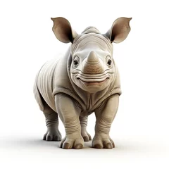 Zelfklevend Fotobehang 3d cartoon cute rhino © avivmuzi