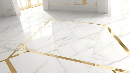 Premium Marble Tiles and Flooring Design in exclusive white-gold pattern with 8k Regulation