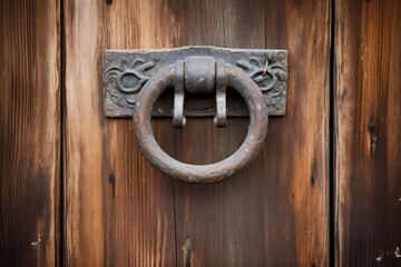 Metal vintage handle on the door.