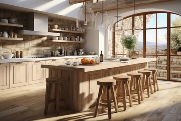 cozy kitchen with light natural materials