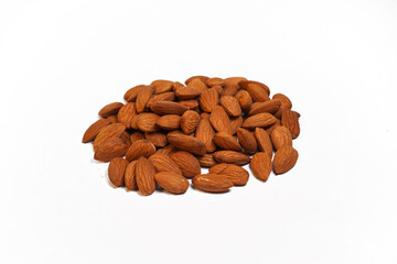 Group of almonds isolated on white background