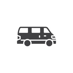 Minivan car side view vector icon