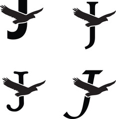 Initials Logo Design Alphabet Letter J I Eagle Logo Design Concept