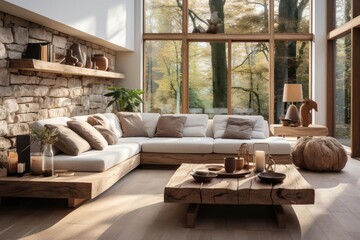 cozy living room with light natural materials