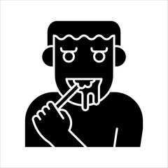 Brush teeth black line icon. Routine. Pictogram for web page. vector illustration on white background