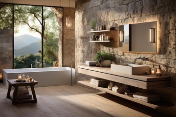 cozy bathroom with light natural materials