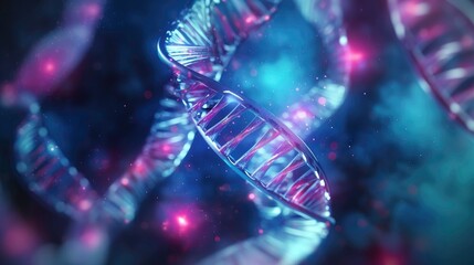 Fototapeta na wymiar Structure of human DNA in the form of a blue helix, which is a vital component of our genetic makeup.