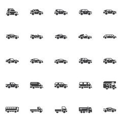 Type of cars vector icons set
