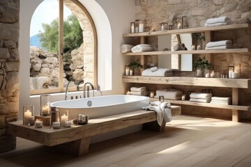 cozy bathroom with light natural materials