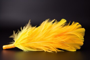 Yellow feather dust broom.