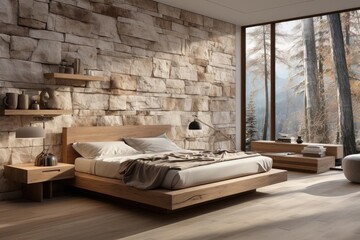 cozy bedroom with light natural materials
