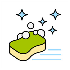 Cleaning sponge icon line. Kitchen sponge. vector illustration on white background