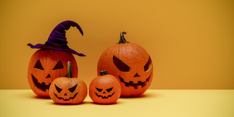 Halloween Jack o lantern Pumpkin Backgrounds, 3d rendering