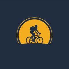 bicycle cyclists riding their bikes in silhouette.bicycle logo