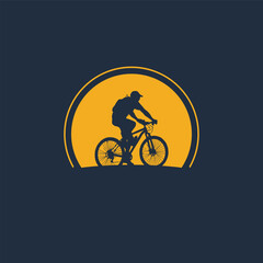 bicycle cyclists riding their bikes in silhouette.bicycle logo