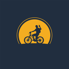 bicycle cyclists riding their bikes in silhouette.bicycle logo