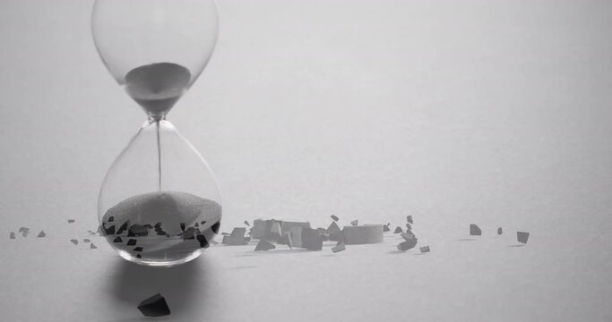 Animation of crushing british pound sign over hourglass