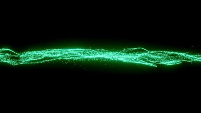 Abstract background. Particle animation seamless loop and RGB light on black background. Can be used in background elements related to technology or energy. 3D Render.