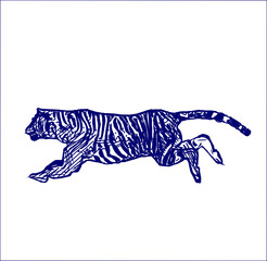 sketch of a tiger with a transparent background
