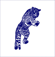 sketch of a tiger with a transparent background