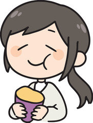 Obraz premium さつまいもを食べる女性