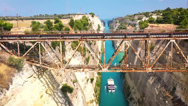 Corinth canal filmed from drone view