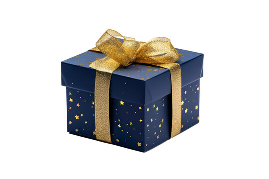 Dark Blue Christmas Gift Box, Dark Blue And Gold Gift Box Isolated PNG