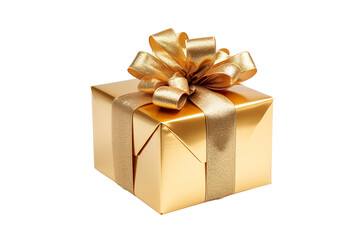 Obraz premium A Golden Christmas gift box isolated PNG