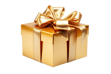 A Golden Christmas gift box isolated PNG