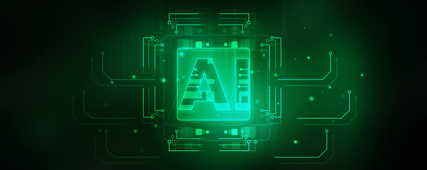 2d illustration Artificial Intelligence (AI) concept
