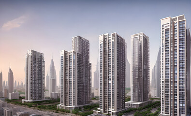 Big city during the day, future style, Generative AI