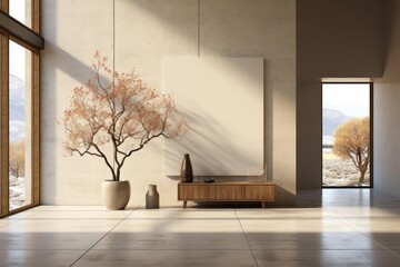 minimalist hospitality entrance hall with serene and understated luxury