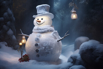 Obraz premium Snowman in winter and Christmas festival.