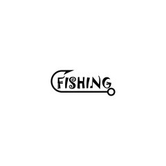Fishing word hook icon isolated on transparent background