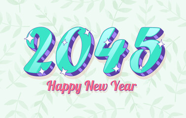 2045 New Year Year with Floral Background. Holiday Design, Trendy Style, Calendar