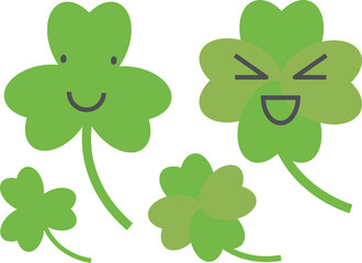 かわいいクローバーのキャラクターイラストセット