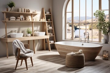 cozy scandinavian bathroom with light natural materials