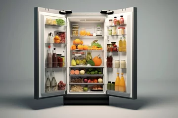 Papier Peint photo autocollant Pleine lune Photorealistic image showcasing an opened kitchen fridge