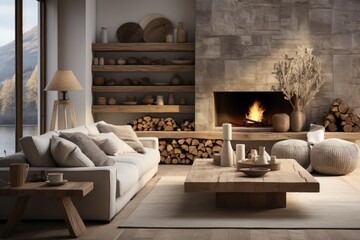 cozy scandinavian living room with light natural materials