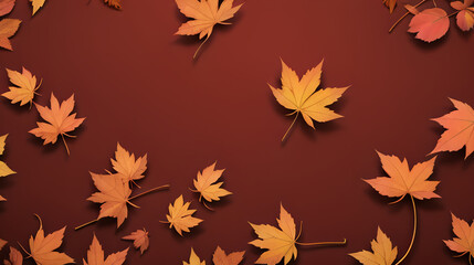 Autumn Whispers: A Tapestry of Fallen Maple Leaves Against a Rich Chocolate Backdrop ( ImageTitle, AutumnLeaves, Maple, FallSeason, Texture, Background, WarmColors )