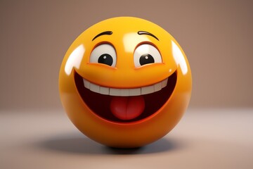 Grinning or smiling yellow emoji 3d style