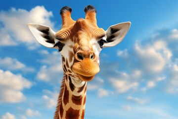 Naklejka premium giraffe's head against the sky.
