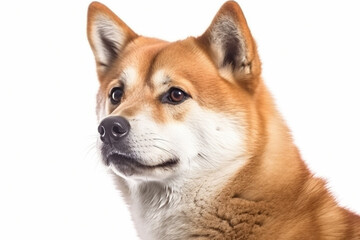 Portrait of Japanese Shiba Inu dog on white background