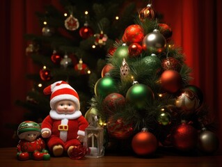 santa claus and christmas tree