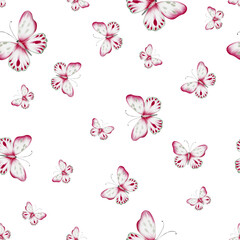 Watercolor seamless pattern with butterfly. Illustration