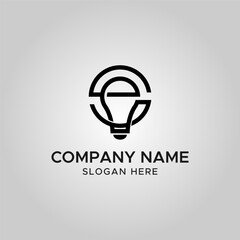 Obraz premium letter E monogram bulb business logo design icon element vector