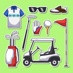 Set of Golf icons. Golf game sport chammpionship fan sticker set. Vector eps 10