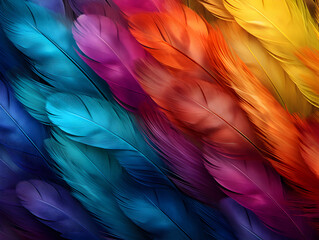 Close up colorfull feather background