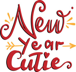 Happy New Year script text hand lettering. Design template Celebration typography poster, banner or greeting card for Merry Christmas and happy new year. Vector Illustration