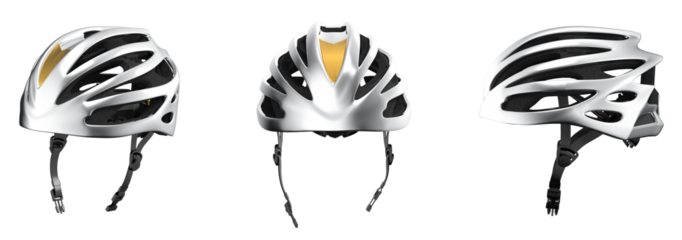 Bicycle helmet. Silver Bike protective helmet